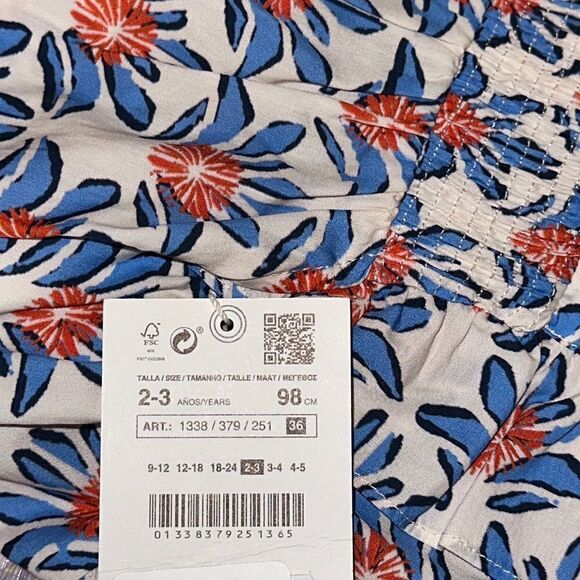 ZARA Kids | Blue | FLORAL POPLIN DRESS - Picture 6 of 6